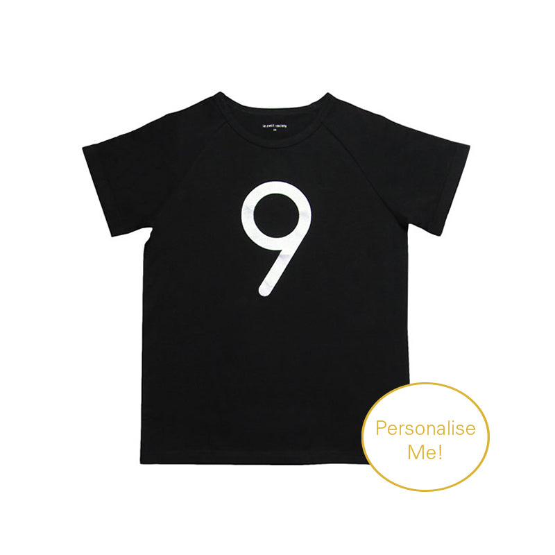 Number 9 Tee in Black/Silver by Le Petit Society — image 2