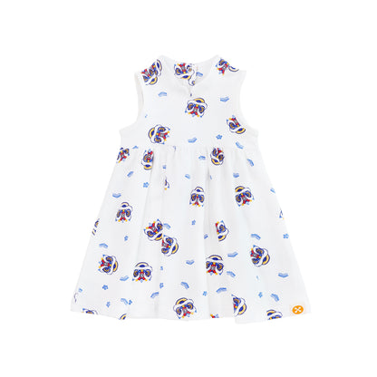 Lion Dance Series - Baby Girl Jersey Cheongsam in White by Le Petit Society — image 4