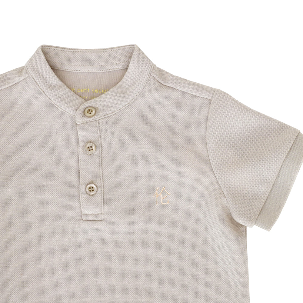 Polo Series - Boys Polo Shirt in Beige by Le Petit Society — image 4