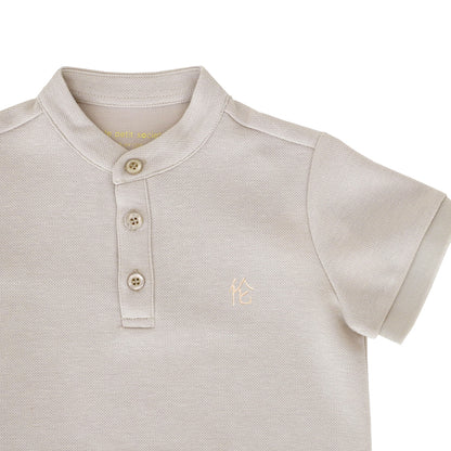 Polo Series - Boys Polo Shirt in Beige by Le Petit Society — image 4
