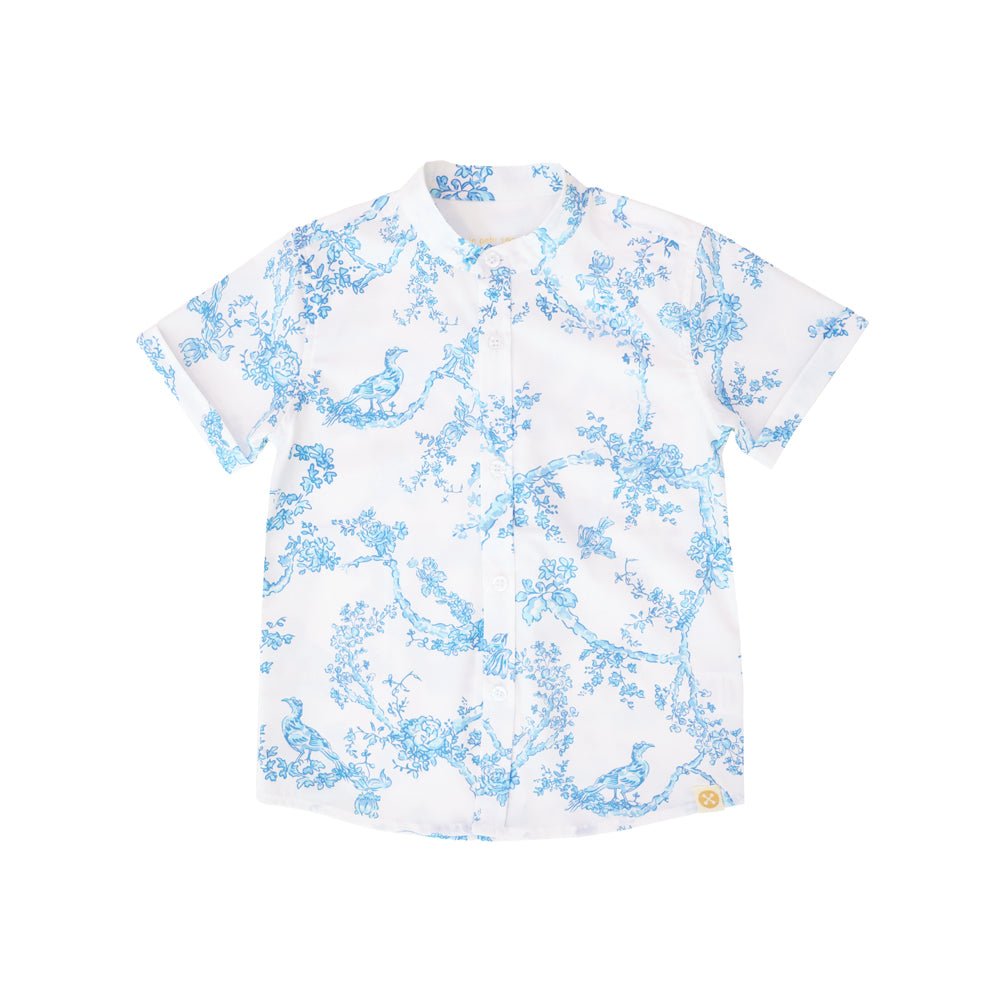 Heritage Series - Boys Shirt in Floral Porcelain Print by Le Petit Society — image 6