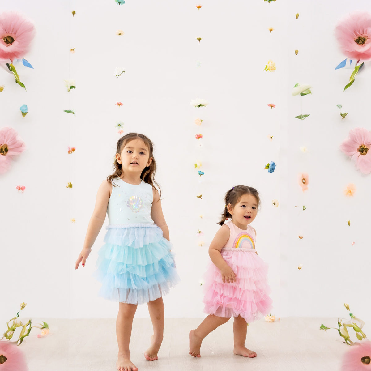 Party Series - Seashell Tiered Dress in Mint by Le Petit Society — image 2
