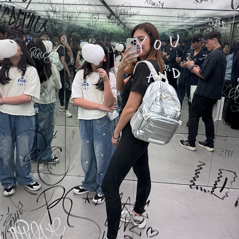 Mini Backpack and Lunch Bag Bundle in Silver Puffer by Le Petit Society — image 4