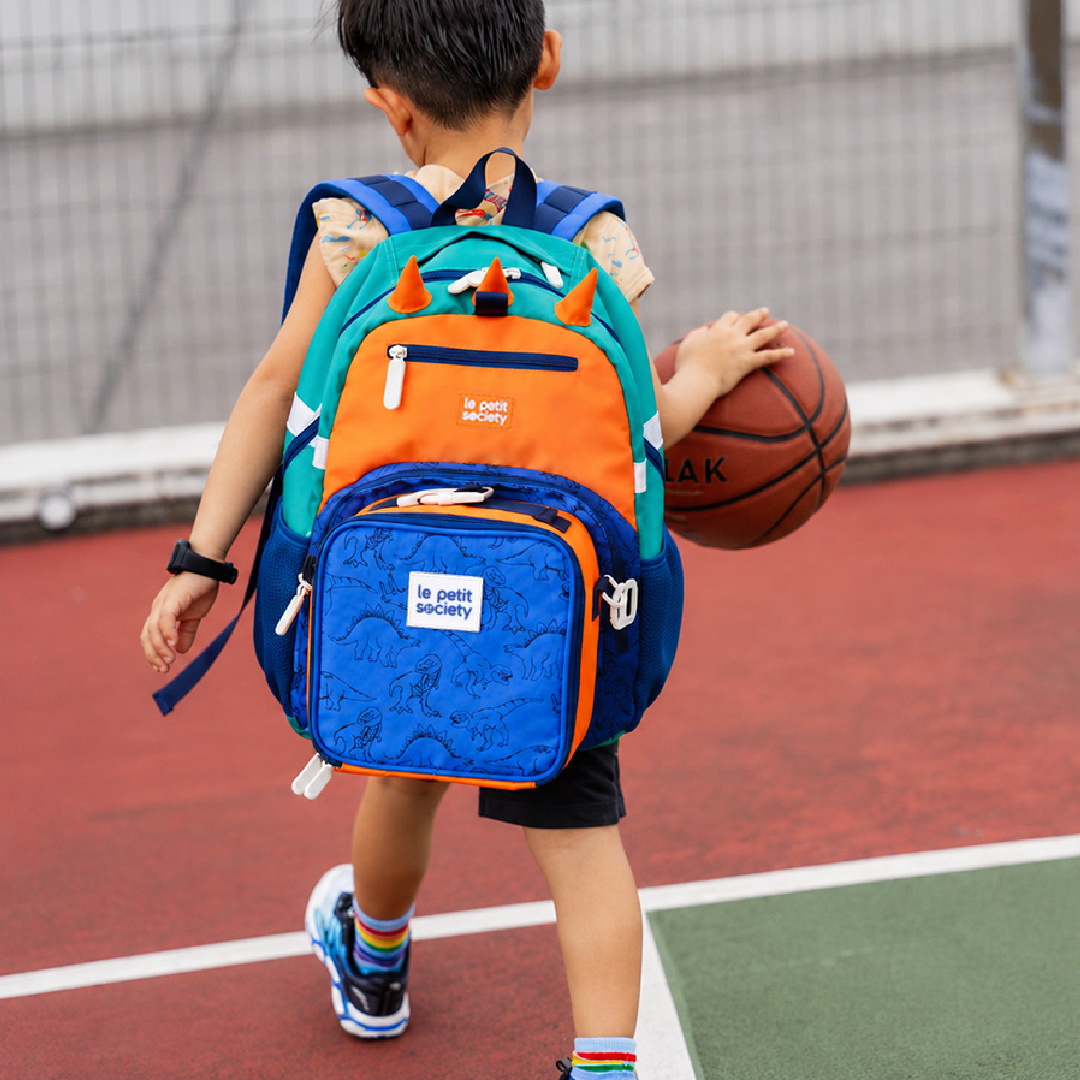 School Duo - Dino Single Pocket Backpack & Munch Bag (7-10Y)