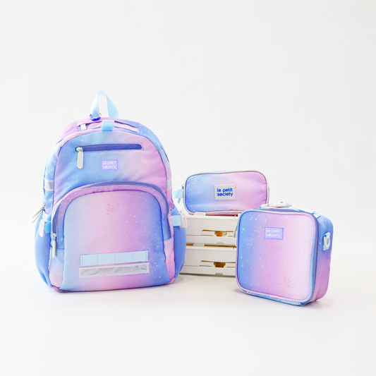 Essential School Bundle - Metallic Galaxy Single Pocket Backpack, Munch Mini & Pencil Case (7-10Y)