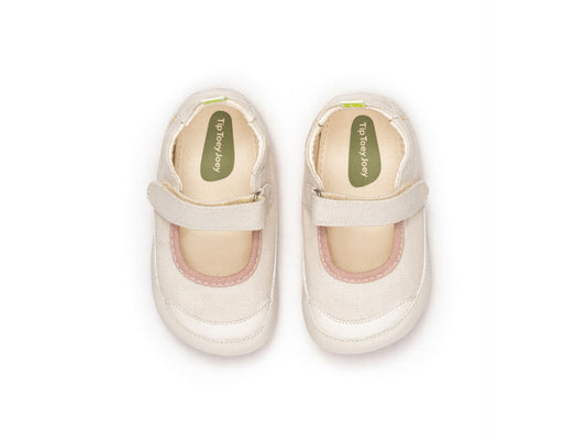 Gaia Green Mary Janes in Lona Cream / Lona Rosa Quartzo by Tip Toey Joey