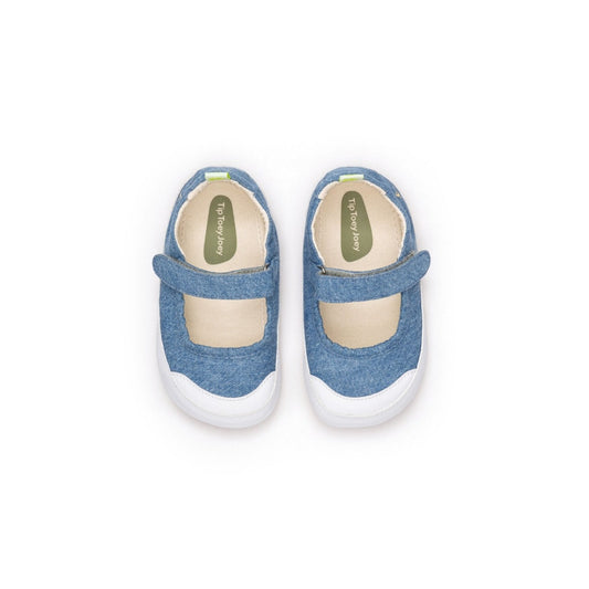 Gaia Green Mary Janes in Lona Jeans Laguna by Tip Toey Joey
