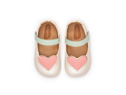 Heart Mary Janes in Antique White / Pink Lake / Metalic Salmon by Tip Toey Joey — image 12