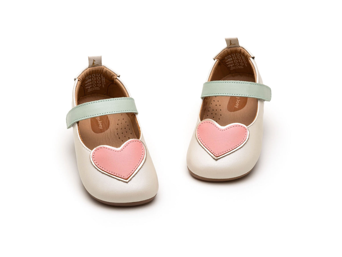 Heart Mary Janes in Antique White / Pink Lake / Metalic Salmon by Tip Toey Joey — image 3