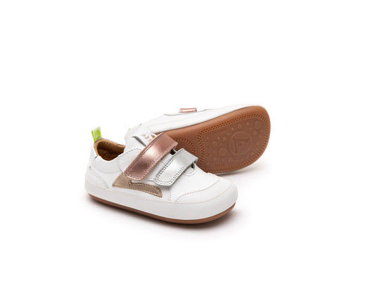 Landy Sneakers in White / Sterling Silver / Rose Gold by Tip Toey Joey