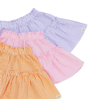 Resort Series - Girls Tiered Skirt in Purple Gingham by Le Petit Society — image 4