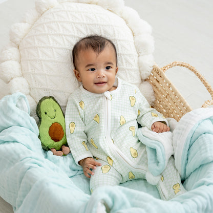 Baby Organic Zip Sleepsuit in Avocado Print (Personalisable) by Le Petit Society — image 10