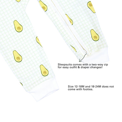 Baby Organic Zip Sleepsuit in Avocado Print (Personalisable) by Le Petit Society — image 11