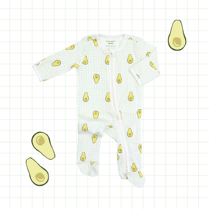 Baby Organic Zip Sleepsuit in Avocado Print (Personalisable) by Le Petit Society