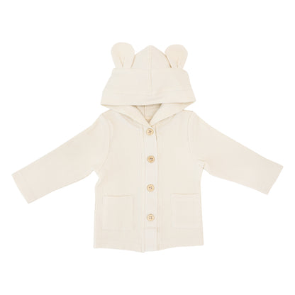 Baby Bear Cardigan in Cream Waffle Jersey by Le Petit Society — image 7