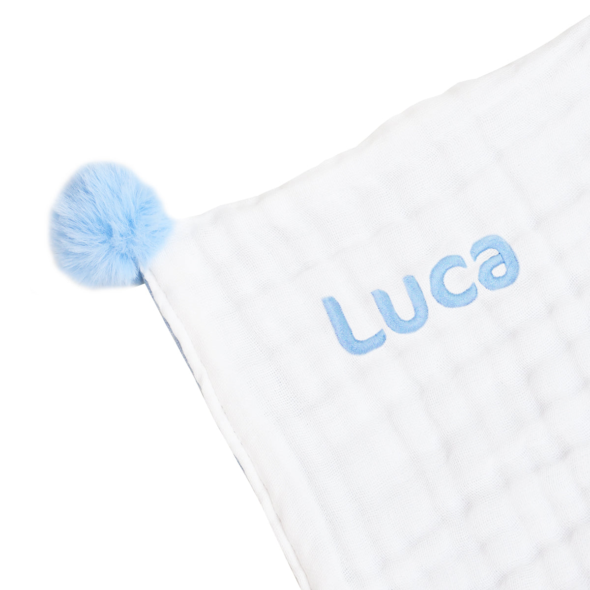 Double Thickness Kids/Adult Comforter in White and Baby Blue (Personalisable) by Le Petit Society — image 2