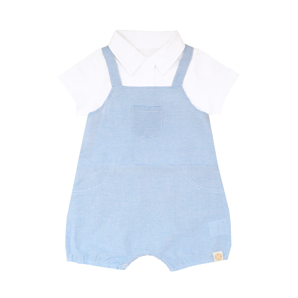 Baby Boy Overalls in Blue Stripes by Le Petit Society — image 5