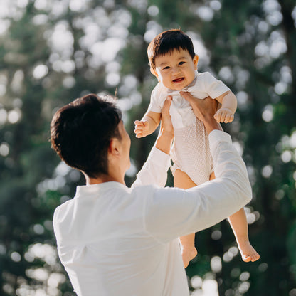 Papa & Mini - Baby Boy Bow Tie Romper in Beige Gingham (Past Season) by Le Petit Society — image 6