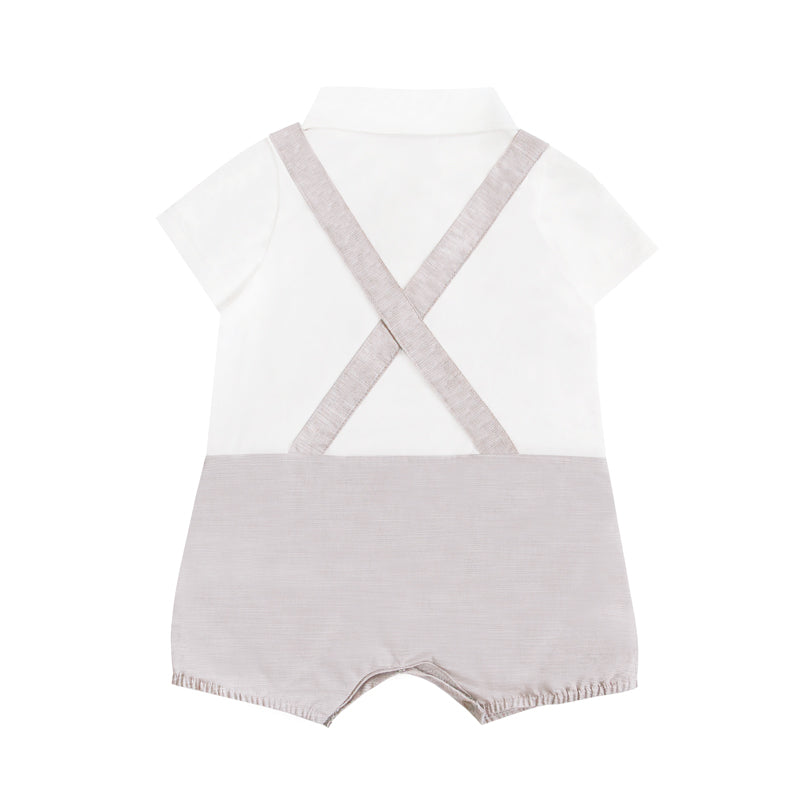 Papa & Mini - Baby Boy Overalls in Grey by Le Petit Society — image 5