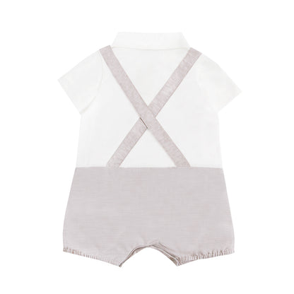 Papa & Mini - Baby Boy Overalls in Grey by Le Petit Society — image 5