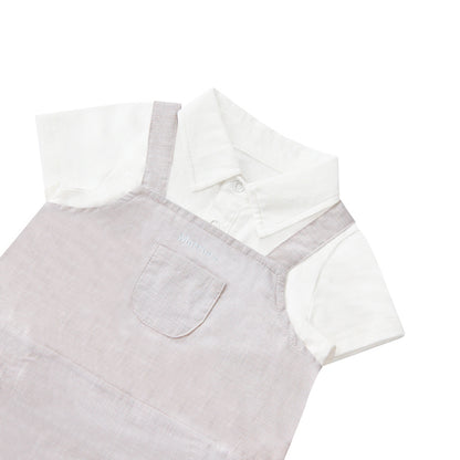 Papa & Mini - Baby Boy Overalls in Grey by Le Petit Society — image 3