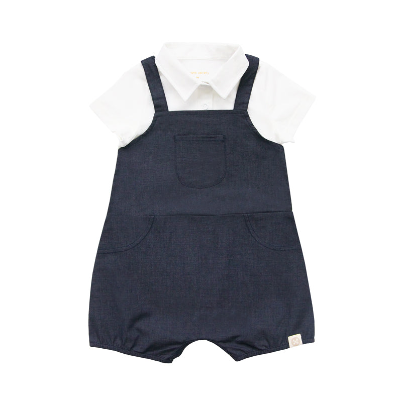 Papa & Mini - Baby Boy Overalls in Navy (Personalisable) by Le Petit Society