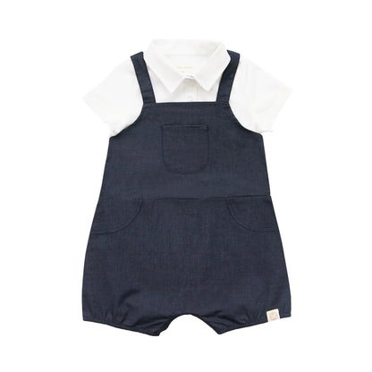 Papa & Mini - Baby Boy Overalls in Navy (Personalisable) by Le Petit Society