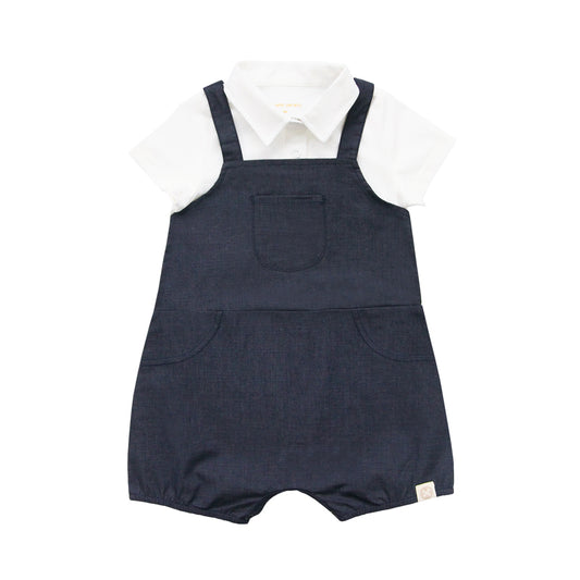 Papa & Mini - Baby Boy Overalls in Navy (Personalisable) by Le Petit Society