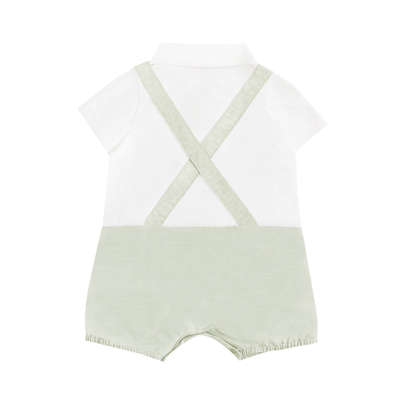 Papa & Mini - Baby Boy Overalls in Sage by Le Petit Society — image 5