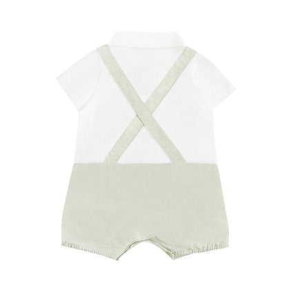 Papa & Mini - Baby Boy Overalls in Sage by Le Petit Society — image 5