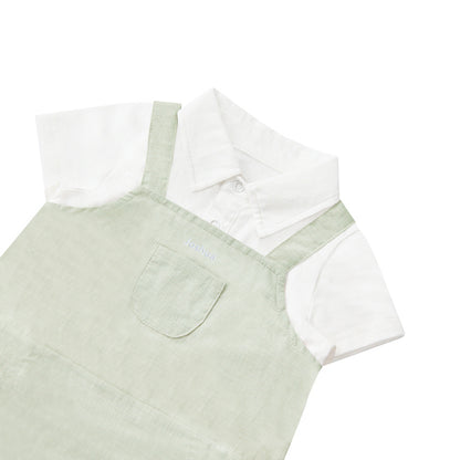 Papa & Mini - Baby Boy Overalls in Sage by Le Petit Society — image 3