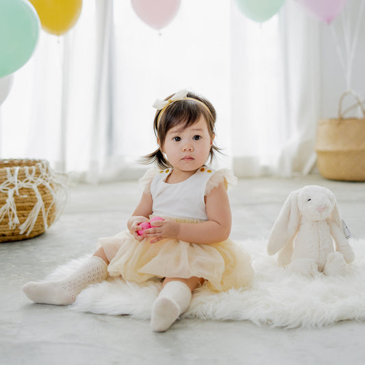 Flower Girl Series - Baby Bubble Dress in Champagne by Le Petit Society