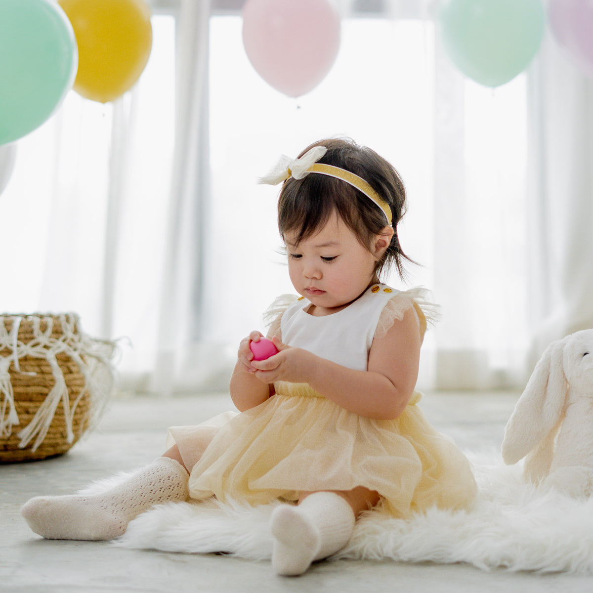 Flower Girl Series - Baby Bubble Dress in Champagne by Le Petit Society — image 3