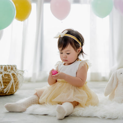 Flower Girl Series - Baby Bubble Dress in Champagne by Le Petit Society — image 3