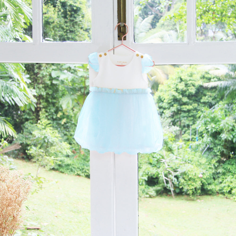 Flower Girl Series - Baby Bubble Dress in Blue by Le Petit Society — image 2