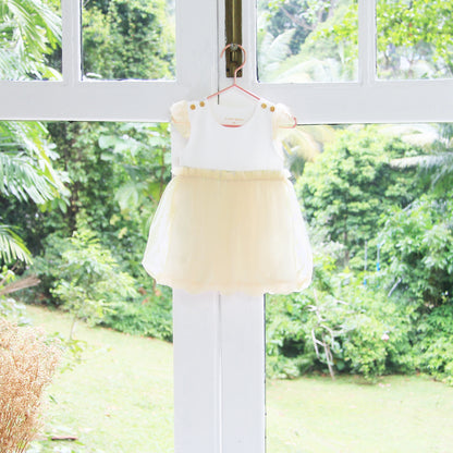 Flower Girl Series - Baby Bubble Dress in Champagne by Le Petit Society — image 2