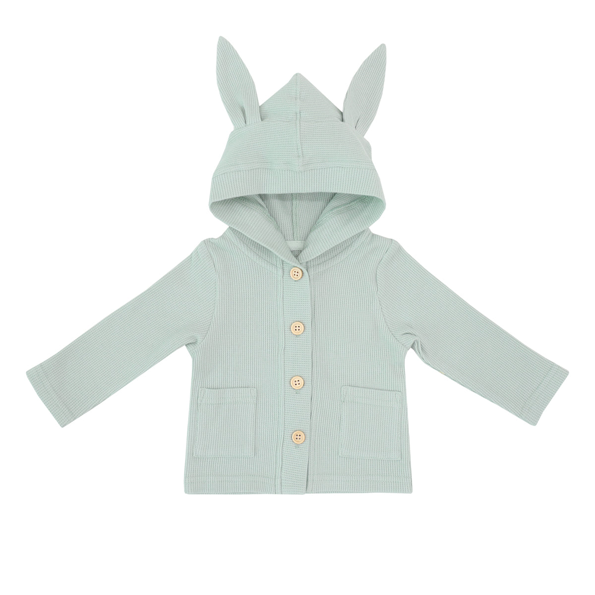 Baby Bunny Cardigan in Sage Waffle Jersey by Le Petit Society — image 7