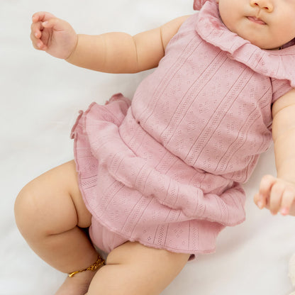 Baby Girl Bloomers in Plum Pointelle Cotton by Le Petit Society — image 2