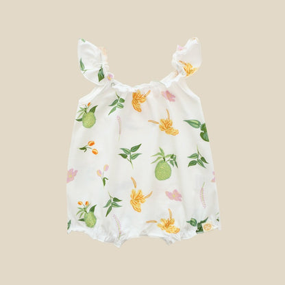 Heritage Series - Baby Girl Bubble Romper in Tropical Durian Print by Le Petit Society — image 5