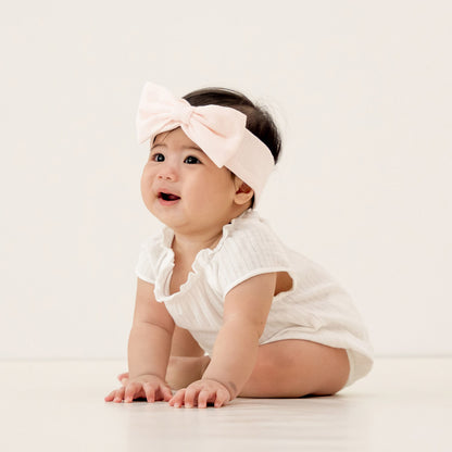 Baby Girl Bubble Romper in White Pointelle Cotton by Le Petit Society — image 4