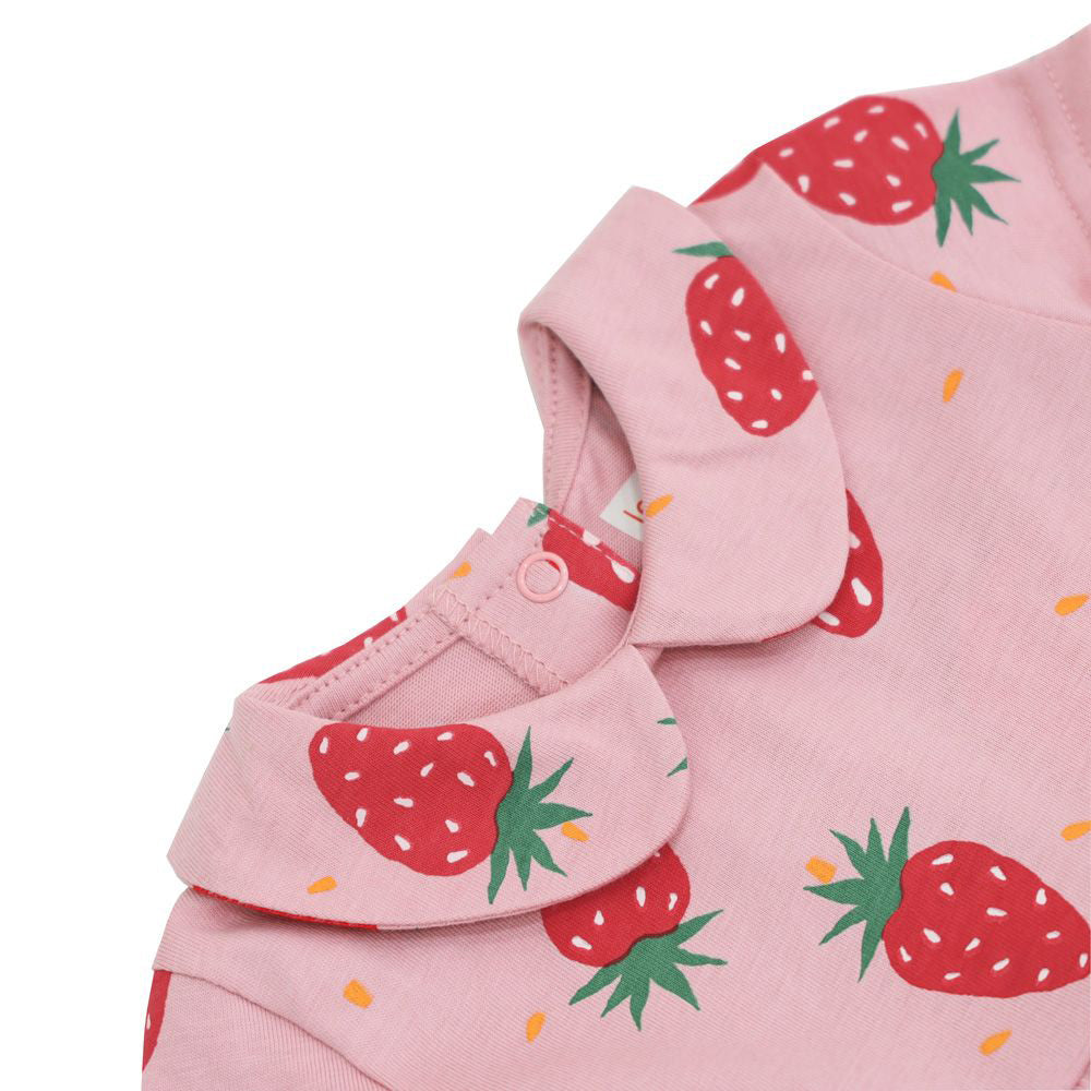Made For Play - Baby Girl Jersey Dress in Strawberry Print by Le Petit Society — image 2