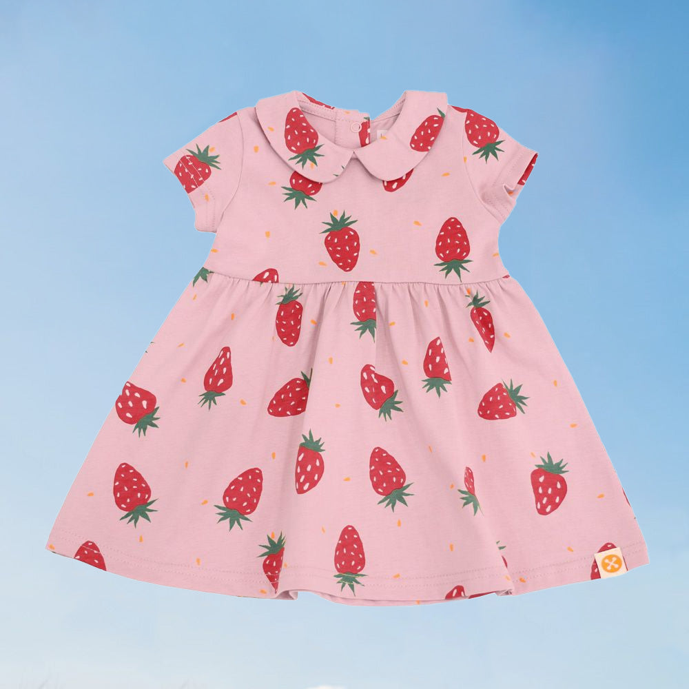 Made For Play - Baby Girl Jersey Dress in Strawberry Print by Le Petit Society — image 8
