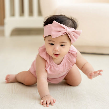 Baby Headband in Plum Pointelle Cotton by Le Petit Society — image 2