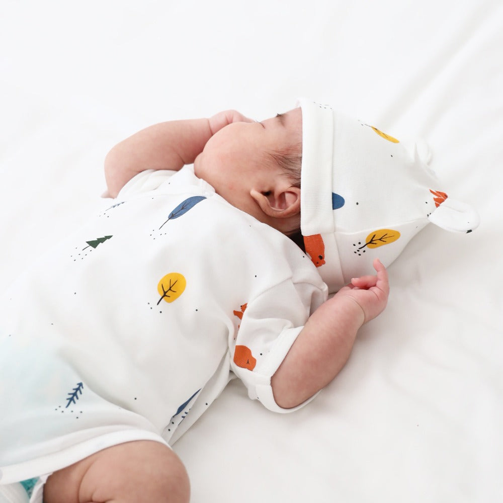 Baby Organic Kimono Romper in Bear Print by Le Petit Society — image 2