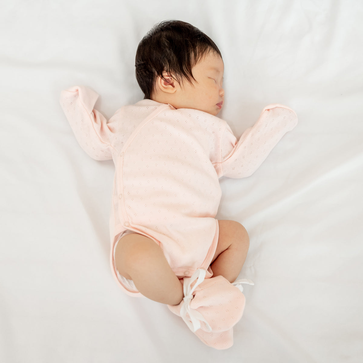 Baby Organic Long Sleeve Kimono Romper in Pink by Le Petit Society — image 3