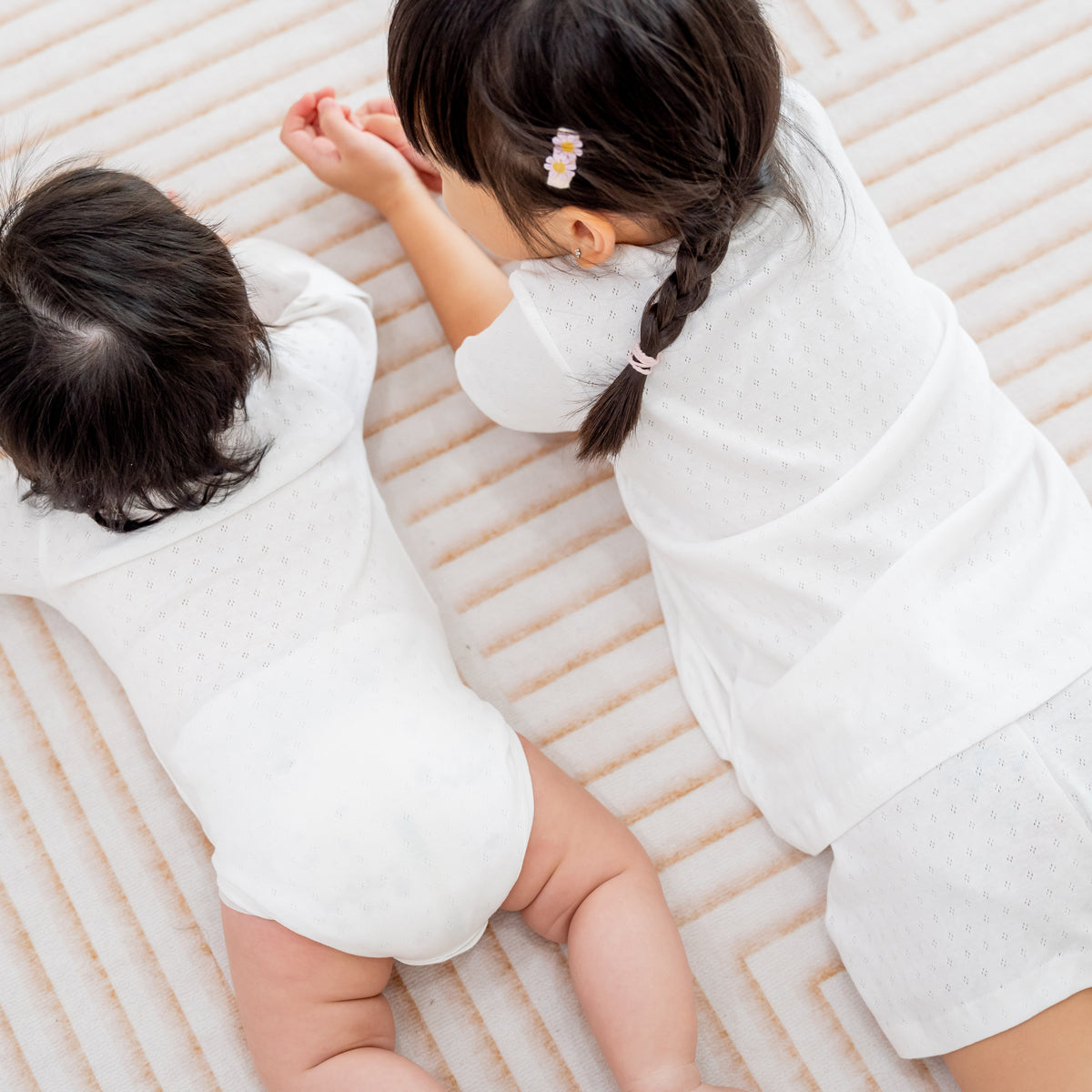 Baby Organic Long Sleeve Kimono Romper in White by Le Petit Society — image 7