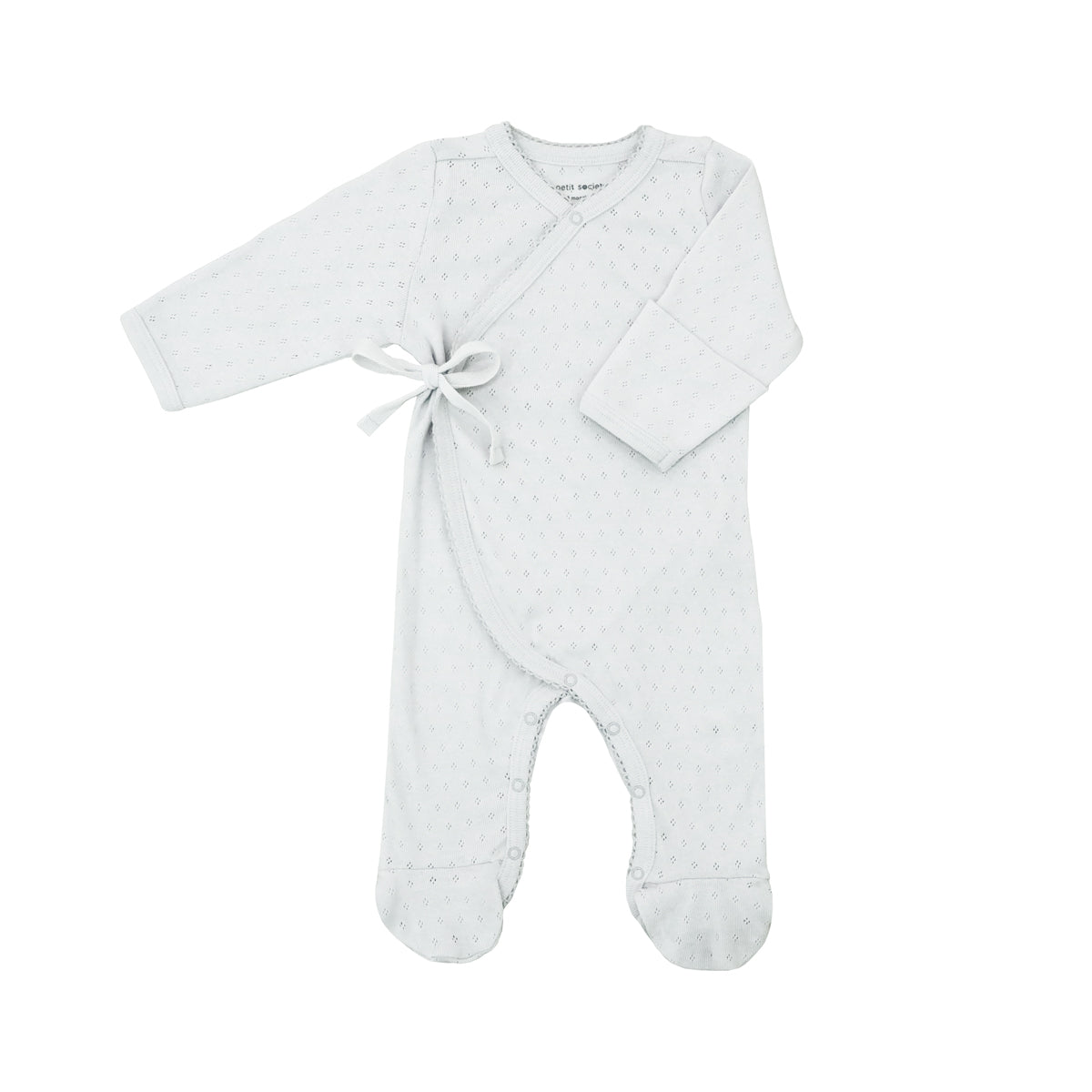 Organic Baby Long Sleeve Kimono Sleepsuit in Grey by Le Petit Society — image 3