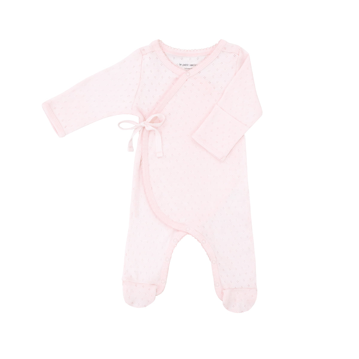 Organic Baby Long Sleeve Kimono Sleepsuit in Pink by Le Petit Society