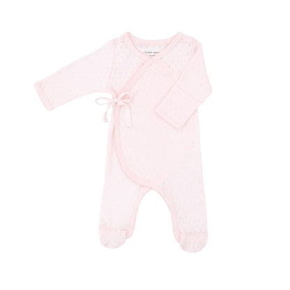Organic Baby Long Sleeve Kimono Sleepsuit in Pink by Le Petit Society
