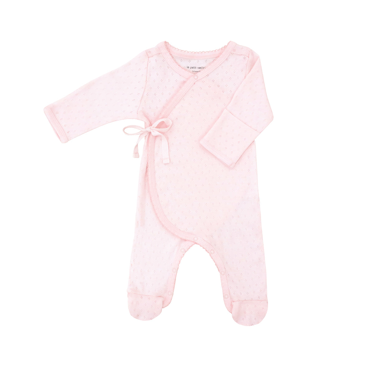 Organic Baby Long Sleeve Kimono Sleepsuit in Pink by Le Petit Society — image 10